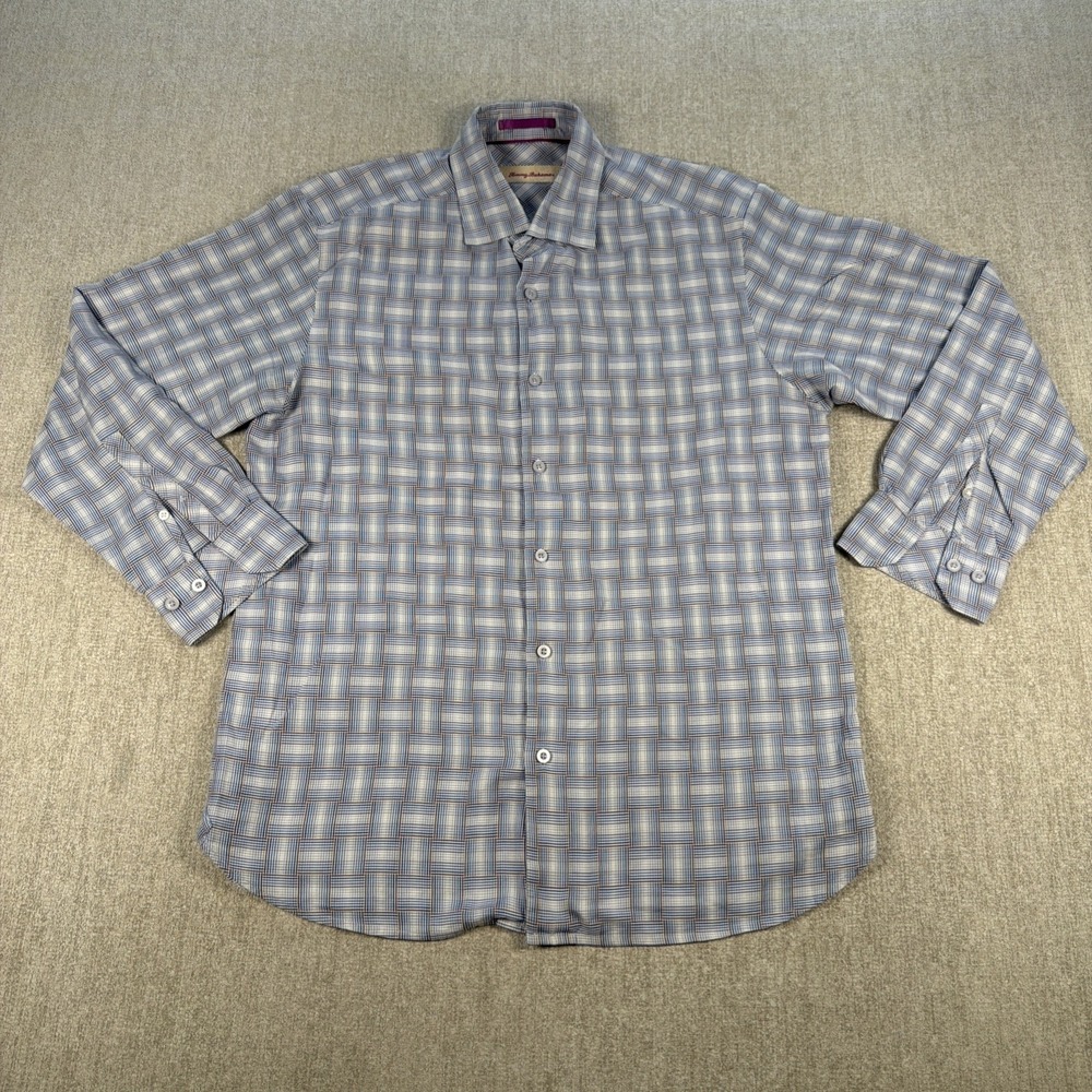 Tommy Bahama Shirt Men Sz M Silk/Cotton‎ Blend Long Sleeve Spread Collar